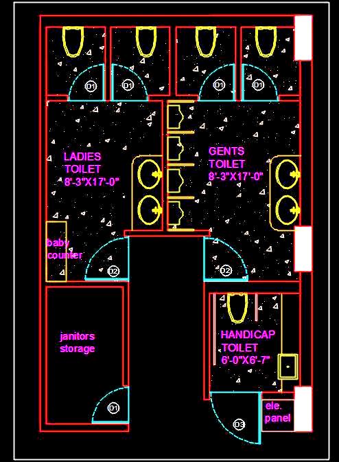 Public Toilet Block Layout Plan DWG Download